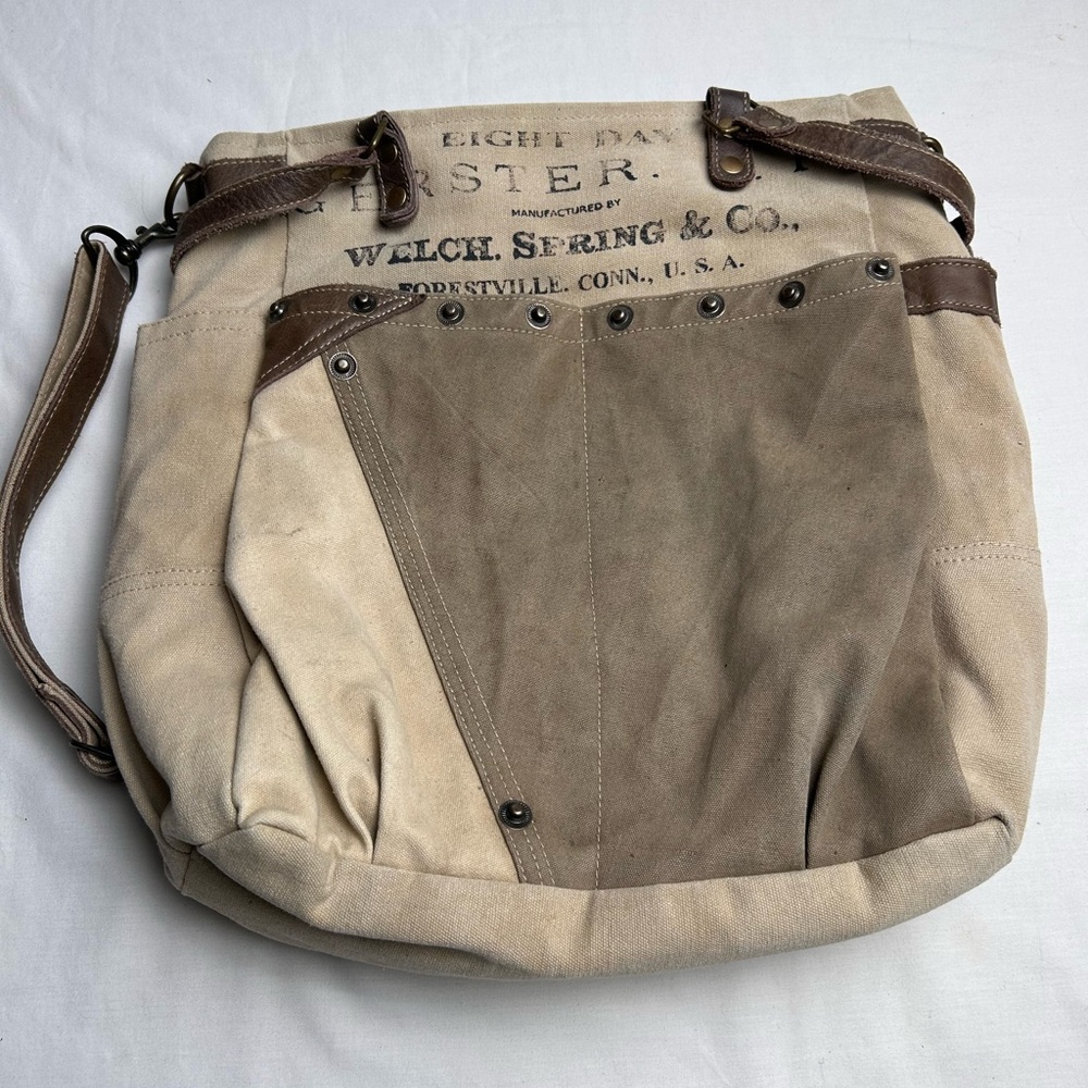 Canvas and Leather women’s bag - up cycled - Picture 1 of 9